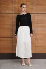 Embroidered Long Skirt - Cream | F2080 - Topshow