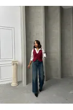 Süet Toptan Yelek - Bordo | TOPSHOW | F1528