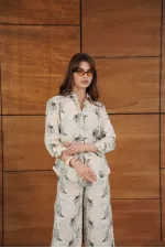 Topshow Embroidered Linen Wholesale Shirts - Stone | F2009