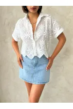 Nakışlı Gömlek - Krem Topshow