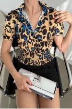 Chemise plissée Topshow Leopard Saxe Waist Gipel Ouzu en gros