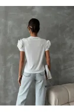 T-shirt Topshow White Shoulder Rose en gros