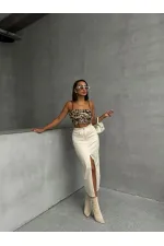 Bustier à franges motif léopard Topshow L. en gros