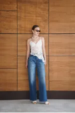 Blouse brodée à bretelles - Crème | D2965 - Topshow