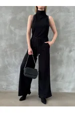 Pantalons en maille en gros - Noir | TOPSHOW | f1486