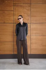 Polka Dot Satin Shirt - Black | F2076 - Topshow