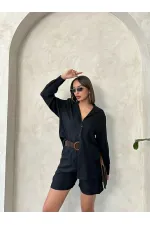Topshow Siyah Kemerli Toptan Şort Topshow Siyah Kemerli Toptan Şort