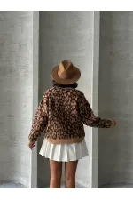 Leopar Triko Toptan Bluz  - Kahve | TOPSHOW | K-158