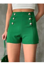 Topshow Emerald Embellished Buttoned Wholesale Shorts