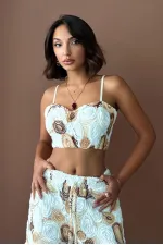 Topshow Toptan Desenli Büstiyer – Yazlık Ve Trend Parça - Kahve | F1976