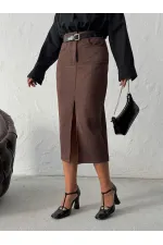 Topshow Kahve  Süet Toptan Etek