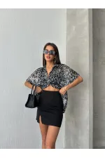 Topshow Gray Leopard Burnt Velvet Wholesale Shirt