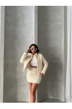 Jupe à franges pailletées en gros - Crème | TOPSHOW | F1839