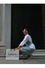 TOPSHOW Desen 1 Mavi Pullu Kot Toptan Etek | F1707