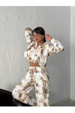 Topshow Toptan Desenli Gömlek Ceket - Kahve | F1964