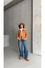 Süet Peluş Toptan Mont - Taba Taba | TOPSHOW | F1856