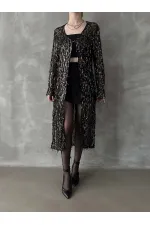 Gilet long en gros - Noir et or | TOPSHOW | F1618