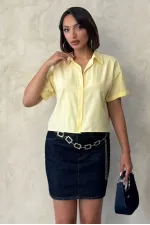 Kelebek Detaylı Toptan Gömlek   Sarı | Topshow