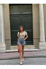 Blouse Topshow brodée au crochet et aux pierres (vente en gros)