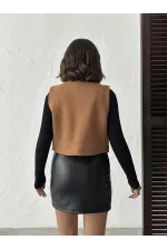 Topshow - Toptan İşlemeli Süet Yelek – Western Tarz Şıklık -- Taba