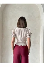 Bow-Tie Linen Wholesale Shirt - Stone | Topshow