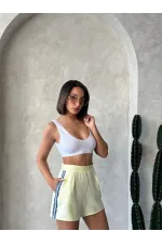 Kot Detaylı Şort - Sarı | Topshow