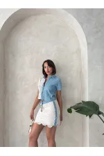 Denim Lace Shirt - Raw Blue D.1 Topshow