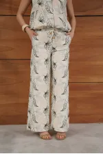 Topshow Embroidered Linen Trousers - Stone | F2008