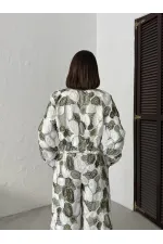 Topshow Toptan Desenli Fermuarlı Ceket – Şık Ve Modern Tarz - Haki | F1975