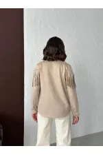 Chemises en daim scuba à franges Topshow - Pierre | F2029