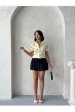 Dantel Gömlek - Sarı | Topshow