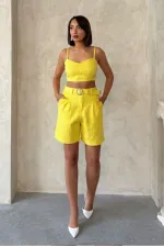 Shorts en jean à paillettes jaunes en gros | Topshow