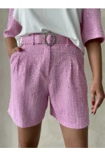 Pullu Kot Şort - Pembe | Topshow