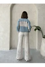 Veste en jean Topshow Blue DSN1 avec détails en dentelle (vente en gros) | F1758