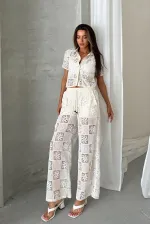 Topshow Krem Dantelli Toptan Gömlek