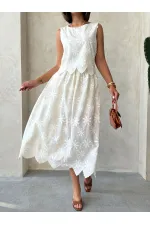 Embroidered Skirt - Stone | Topshow