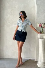 Dantel Gömlek - Mavi | Topshow