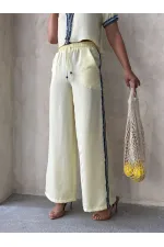 Kot Şeritli Toptan Pantolon   Sarı | Topshow | F1890