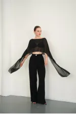 Chiffon Poncho - Black | D2938 - Topshow