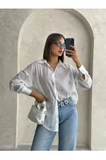 Nakışlı Vual Toptan Gömlek - Mavi | TOPSHOW | F1876