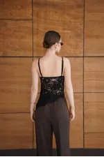 Askılı Brode Buluz - Siyah | D2965 - Topshow