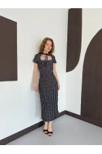 Robe à pois D 3073 - Noire