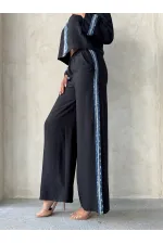 Kot Şeritli Toptan Pantolon   Siyah | Topshow | F1890