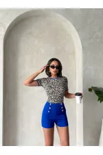 T-shirt à col rond Léopard Saxe | Topshow