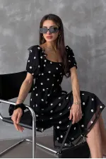 Robe Topshow noire à col bateau et décolleté en gros