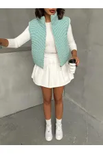 Doudoune sans manches en fibre à motif Pitikare - Émeraude | TOPSHOW | F1741