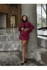 Kemerli Toptan Etek - Bordo | TOPSHOW | F1801