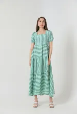 Robe longue à rayures émeraude Topshow en gros