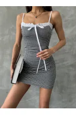 Topshow Siyah Pitikare Askılı Toptan Elbise