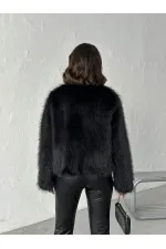 Manteau en fourrure noire Topshow en gros